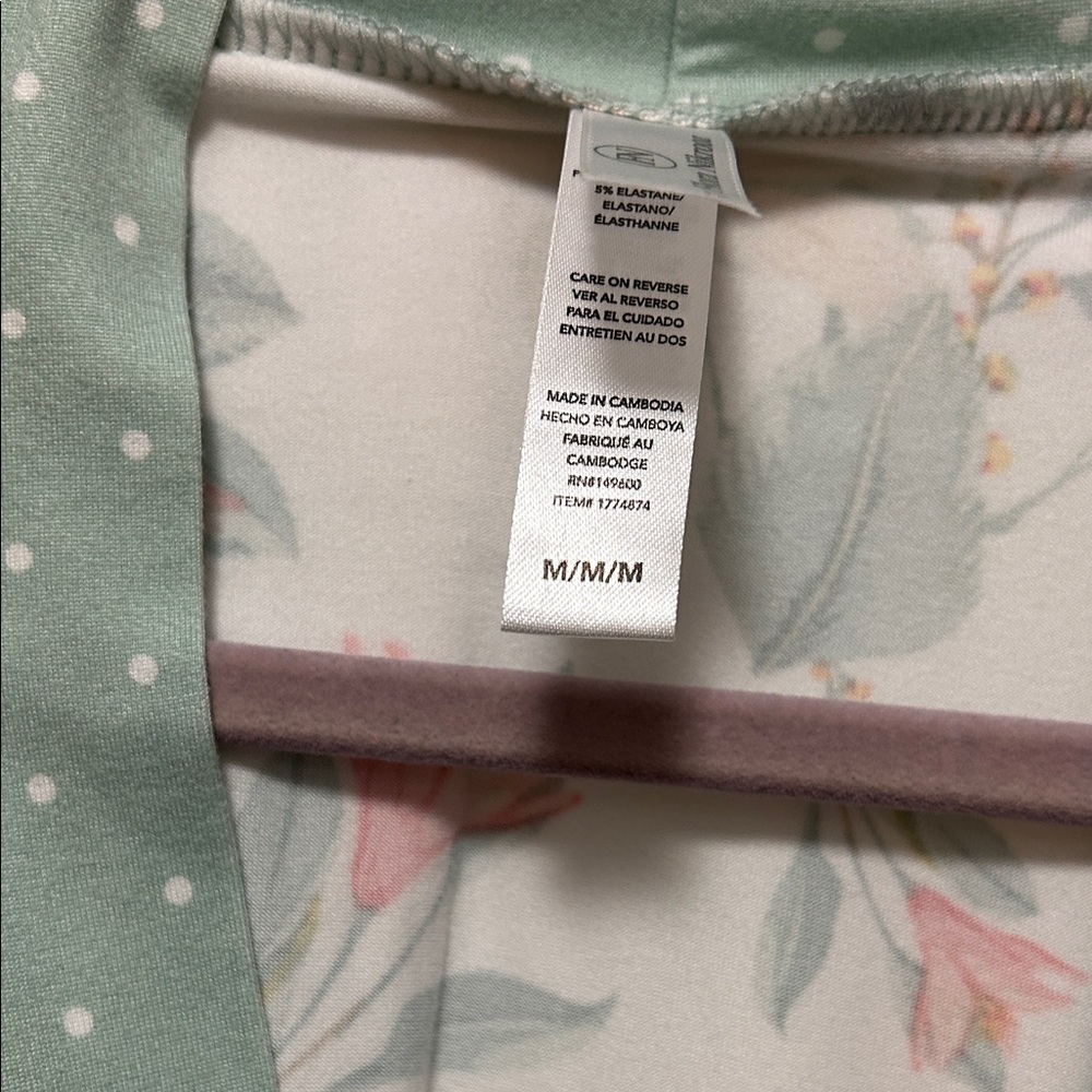 Flora Nikrooz Floral Polka Dot Robe Women’s M Green Feminine Romantic Loungewear - Picture 7 of 15